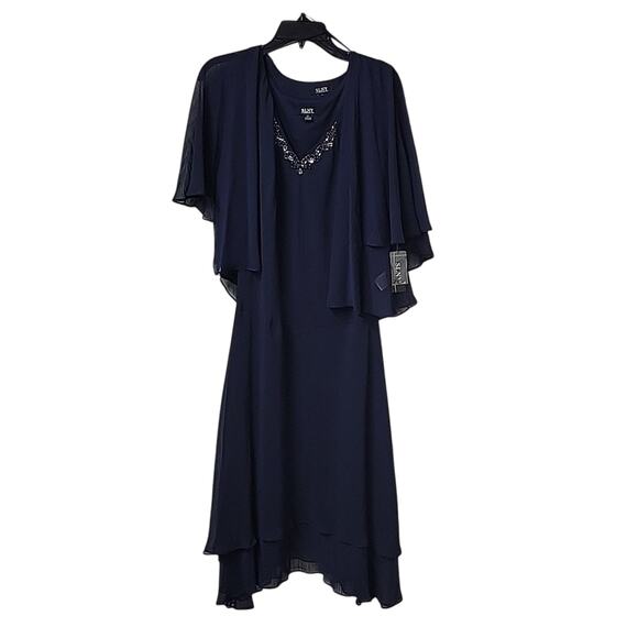 S.L. Fashions Sheer Chiffon Sleevless Dress With Sheer Jacket Womens Size 10 NWT - Picture 1 of 13